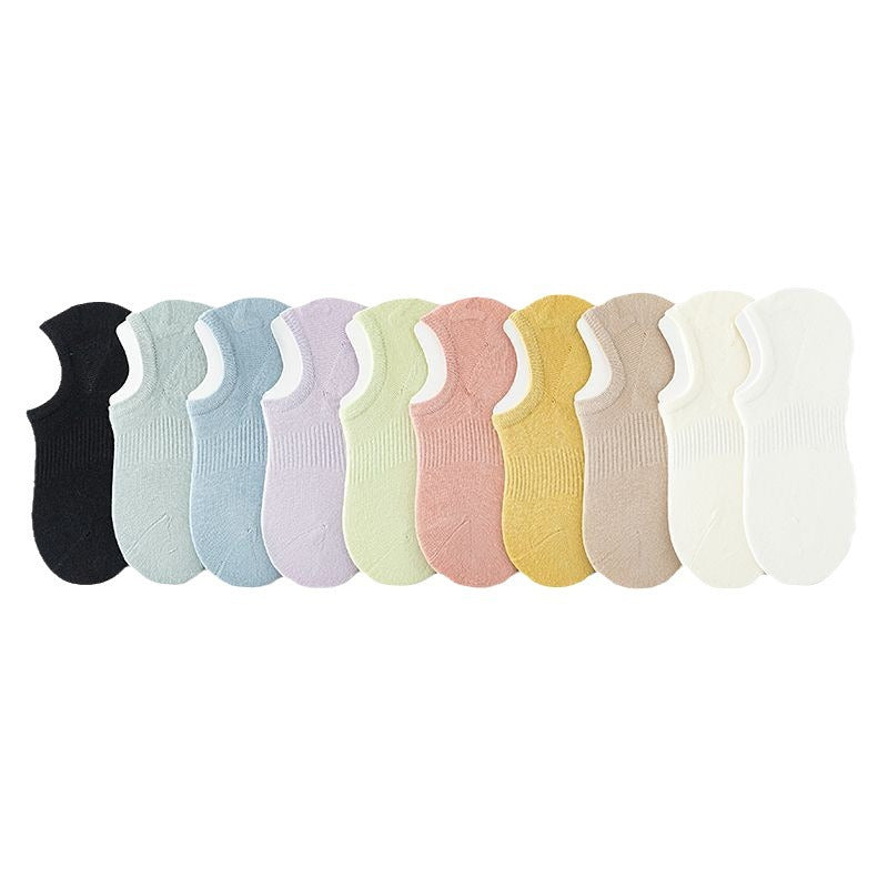 Solid Color Ribbed Low Ankle Socks DP25A471