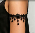Vintage Gothic Black Lace Crystal Tassel Bracelet 6W6JBR448