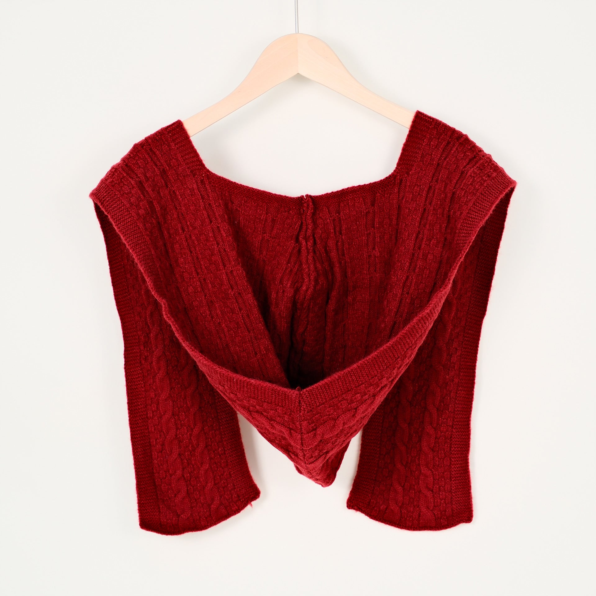 Trendy Solid Color Hooded Knit Shawl Wrap 6W6NSC57