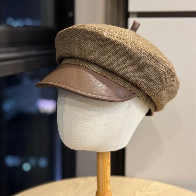 Retro Leather Visor Beret Hat - DippedShop Wholesale - #4291