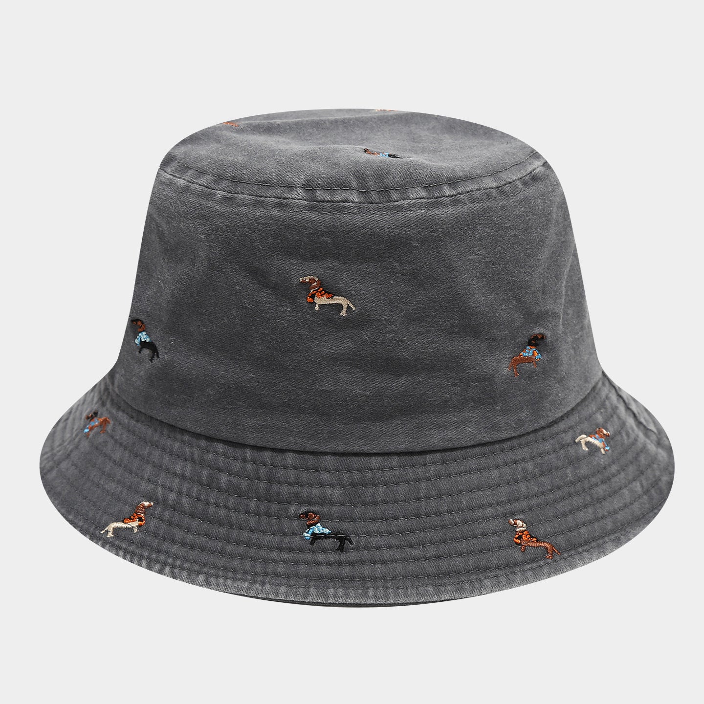 Casual Distressed Embroidery Packable Bucket Hat 8BK6HAT181L