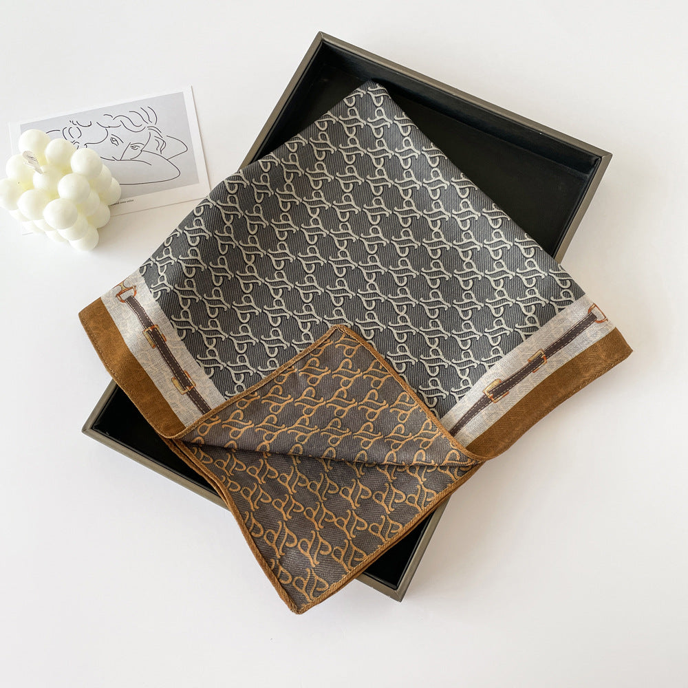 Elegant Flower Print Long Satin Scarf DP25G501