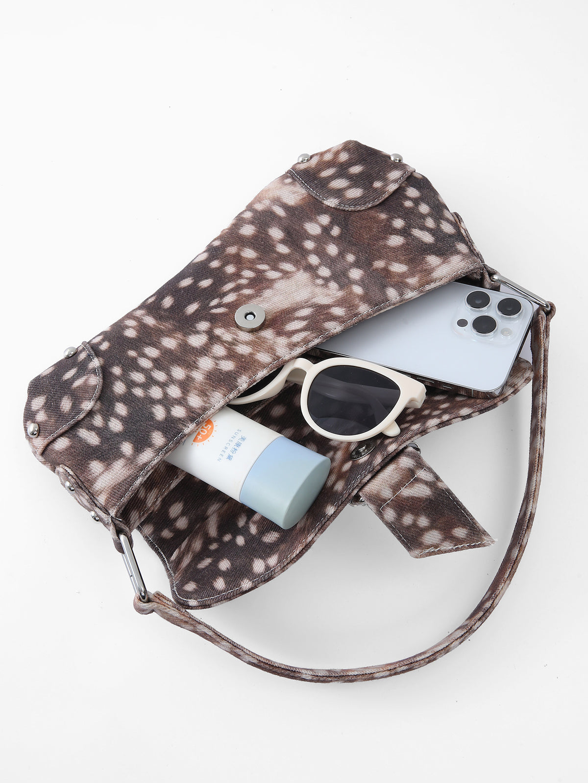 Vintage Distressed Deer Print Asymmetrical Shoulder Bag 6W10BBG2386