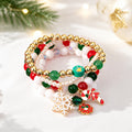 Christmas Santa Claus Charm Layered Beaded Bracelet 6W6JBR656