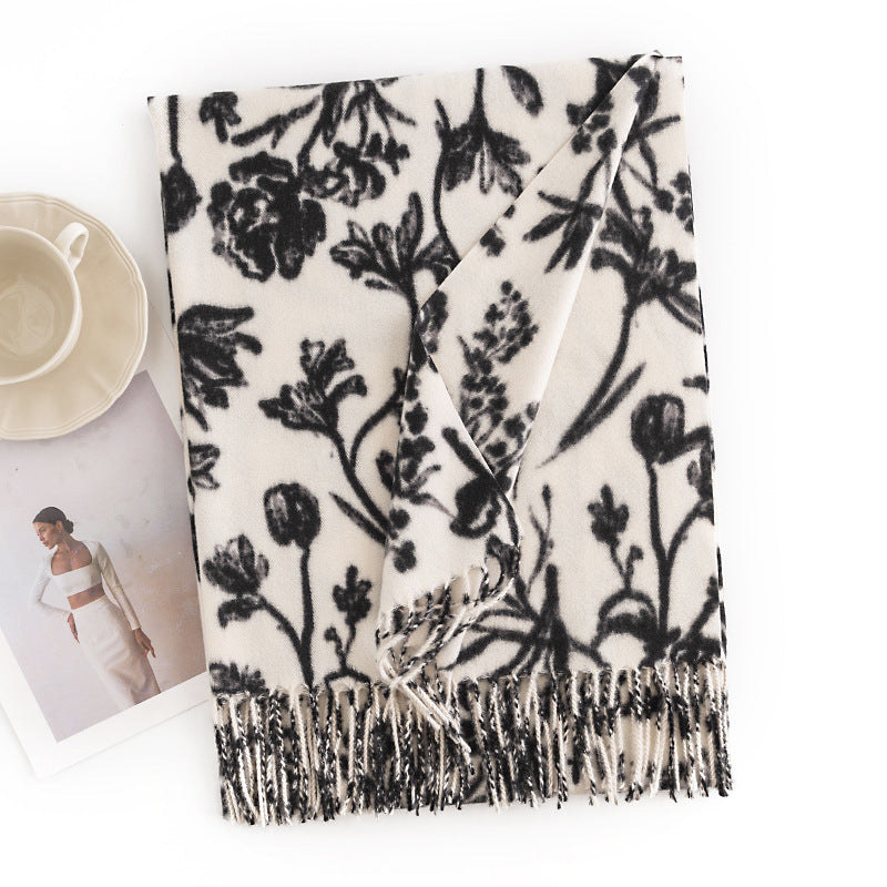 Stylish Floral Print Winter Scarf 6W6NSW307
