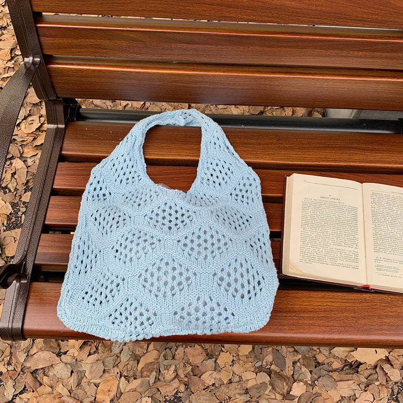 Simple Solid Color Hollow Hand Crochet Handbags 6W10BBG1589