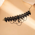 Vintage Gothic Black Lace Crystal Tassel Bracelet 6W6JBR448