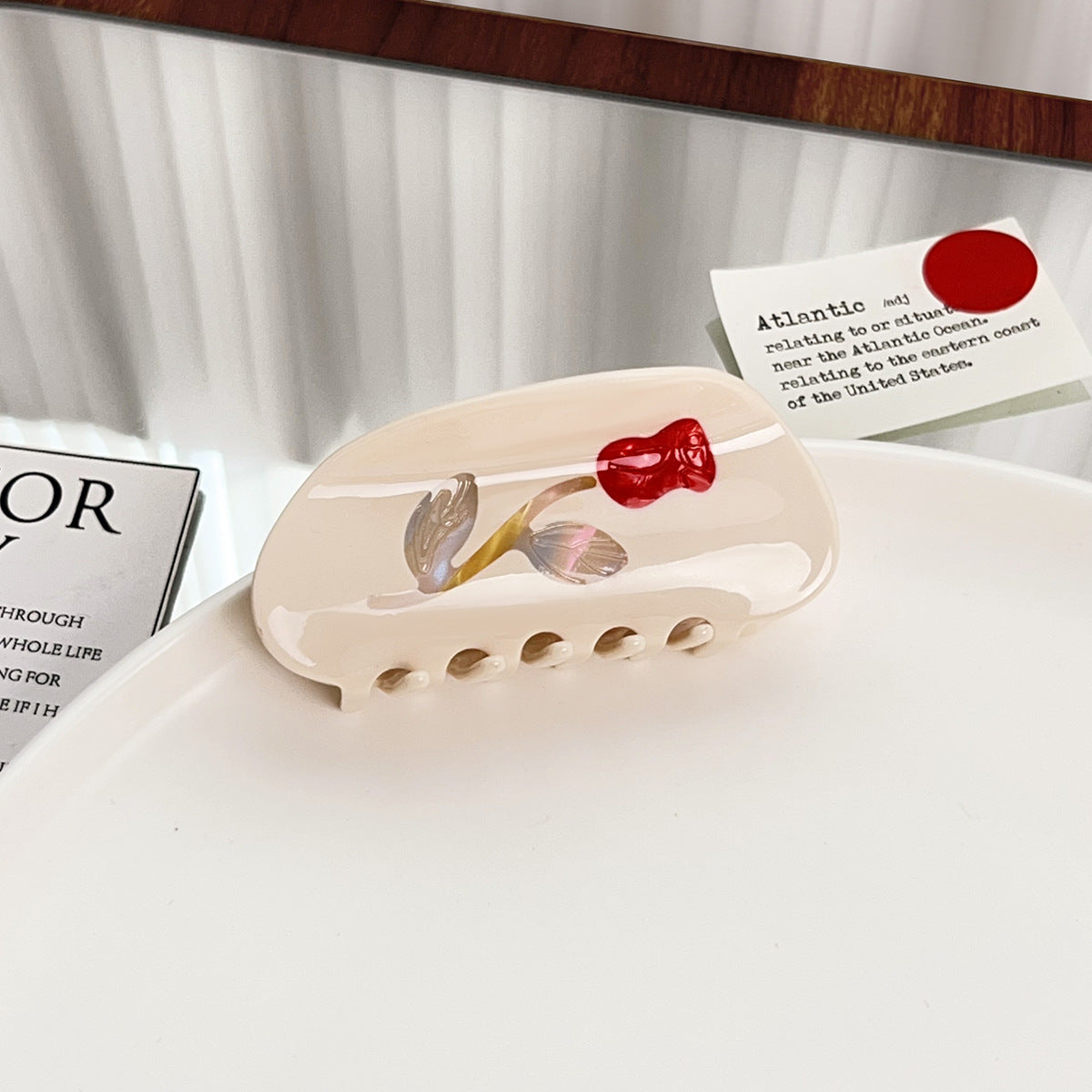 Creamy Rose Acetate Hair Claw Clip MK2PPM6W6HCP338
