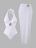 V-Neck Halter One Piece Swimwear - DippedShop Wholesale - #0995