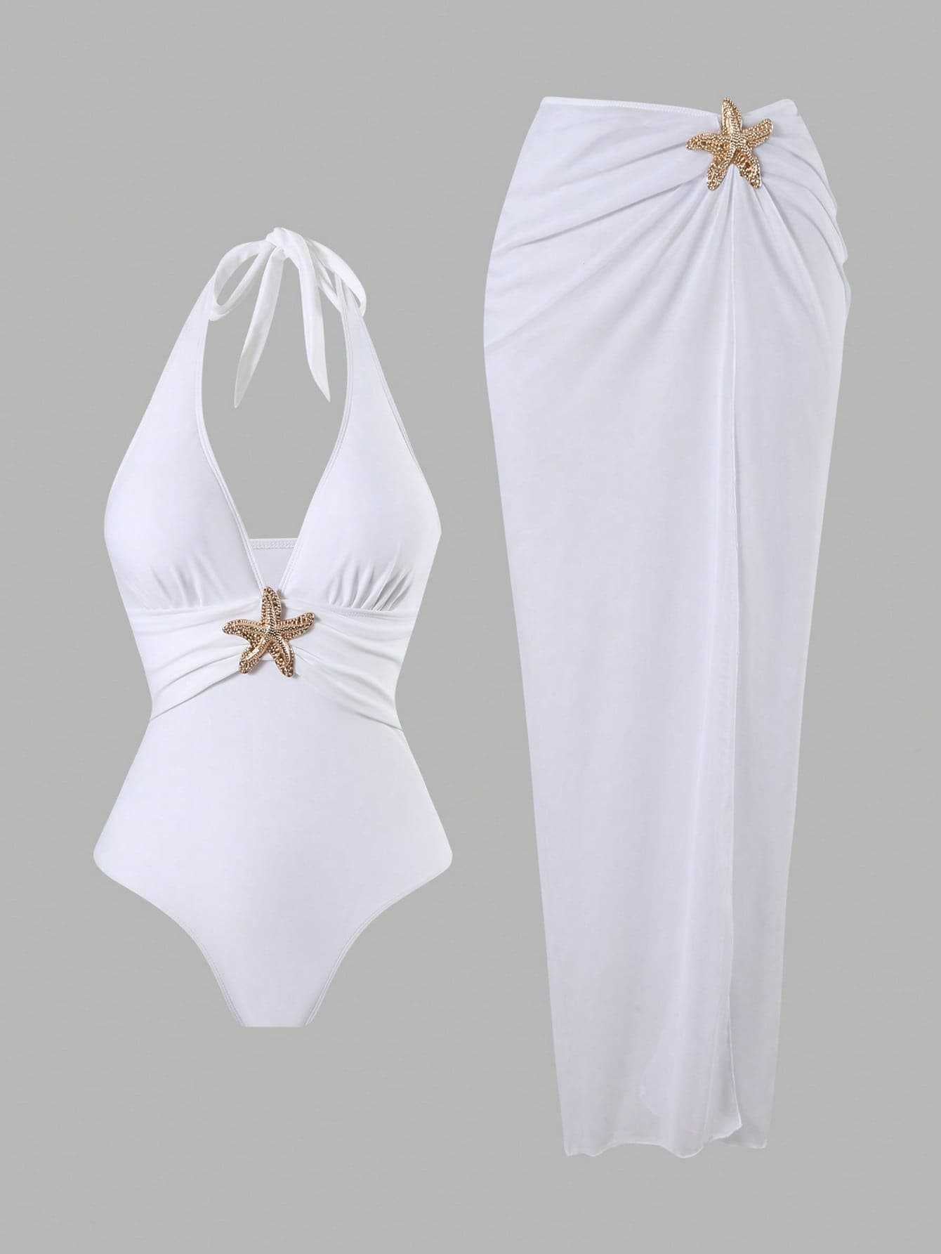 V-Neck Halter One Piece Swimwear - DippedShop Wholesale - #0995