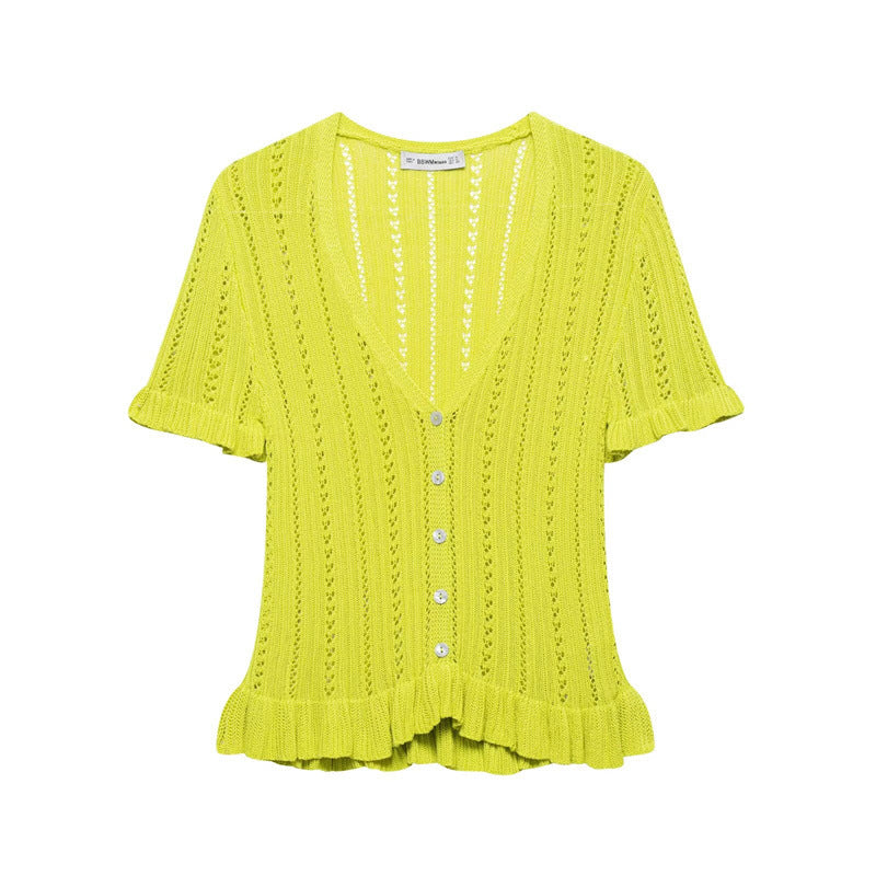 Trendy Hollow Out Jacquard Knit Top DP25D411