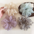 Retro Fluffy Organza Plaid Hair Scrunchies MK2BW6W6HSR79