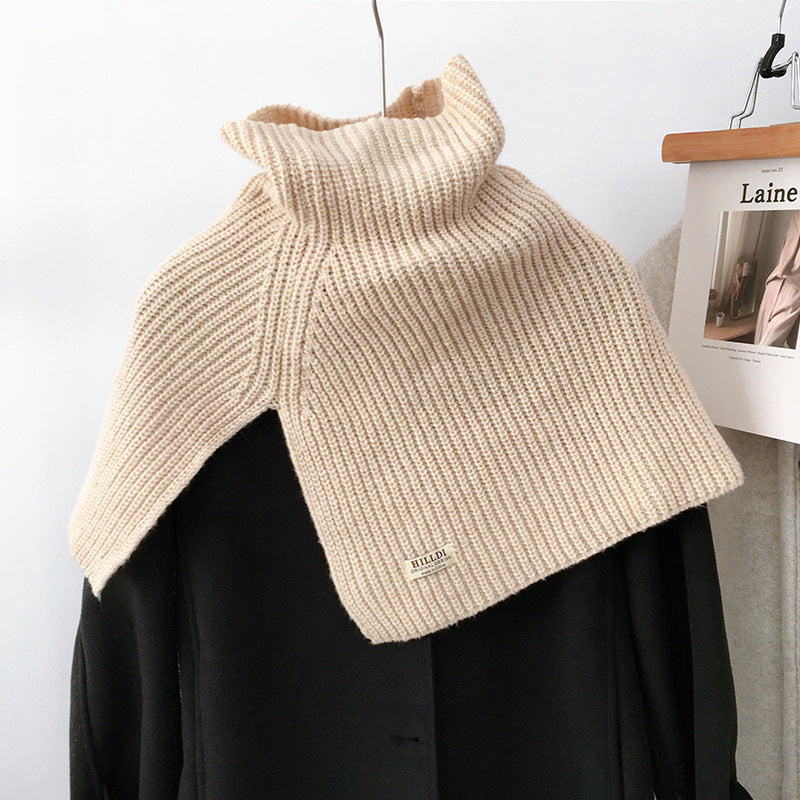 Solid Color Pullover High Neck Knitted Scarf DPS1601