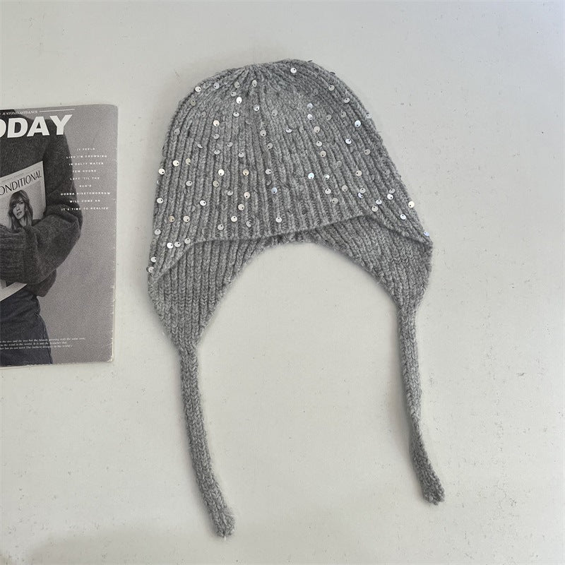Sequin Fur Knit Trapper Hat - DippedShop Wholesale - #6067