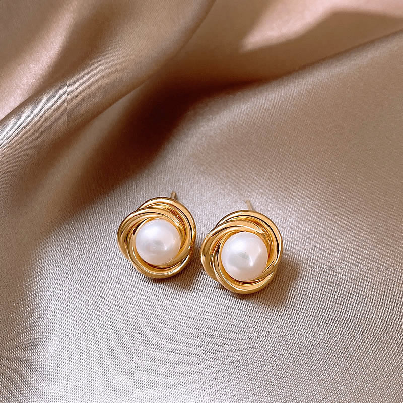 Simple Delicate Pearl Stud Earrimgs DPJR1465