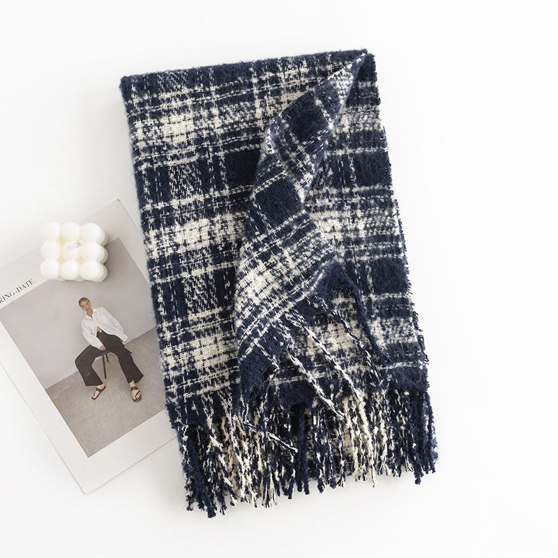 Vintage Soft Plaid Tassel Scarf 6W6NSW289
