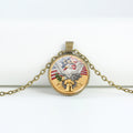 Retro USA Flag Pattern Round Pendant Chain Necklace 8ZA6JNC278T