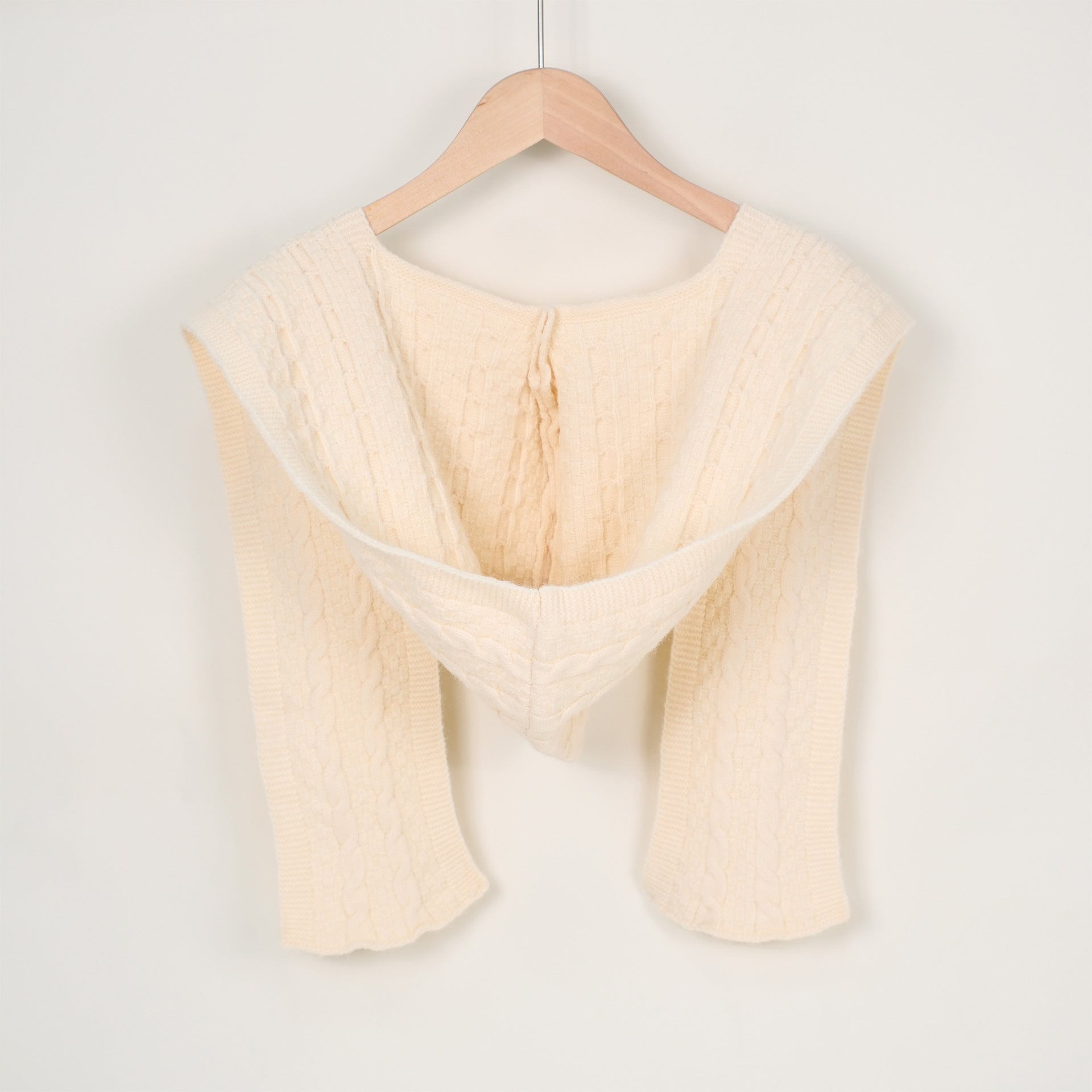 Trendy Solid Color Hooded Knit Shawl Wrap 6W6NSC57