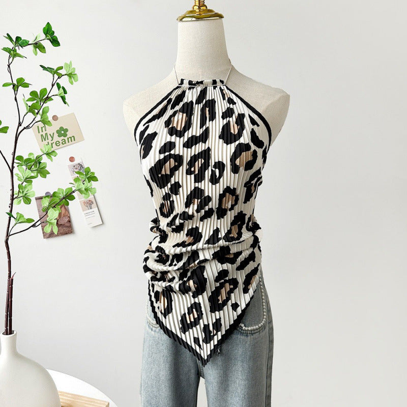 Painting Pleated Beads Scarf Halter Camisole MK2BW6W6NSI23