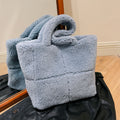 Solid Color Faux Shearling Shoulder Tote Bag 6W10BBG1882