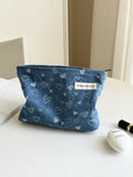 Chic Butterfly Pattern Denim Cosmetic Bag 6S5CO115