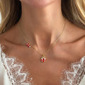 Christmas Santa Claus Gift Box Charm Necklace 6W6JNC874