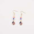 Vintage USA Flag Boot Pendant Beaded Dangle Earring 8ZA6JER190L