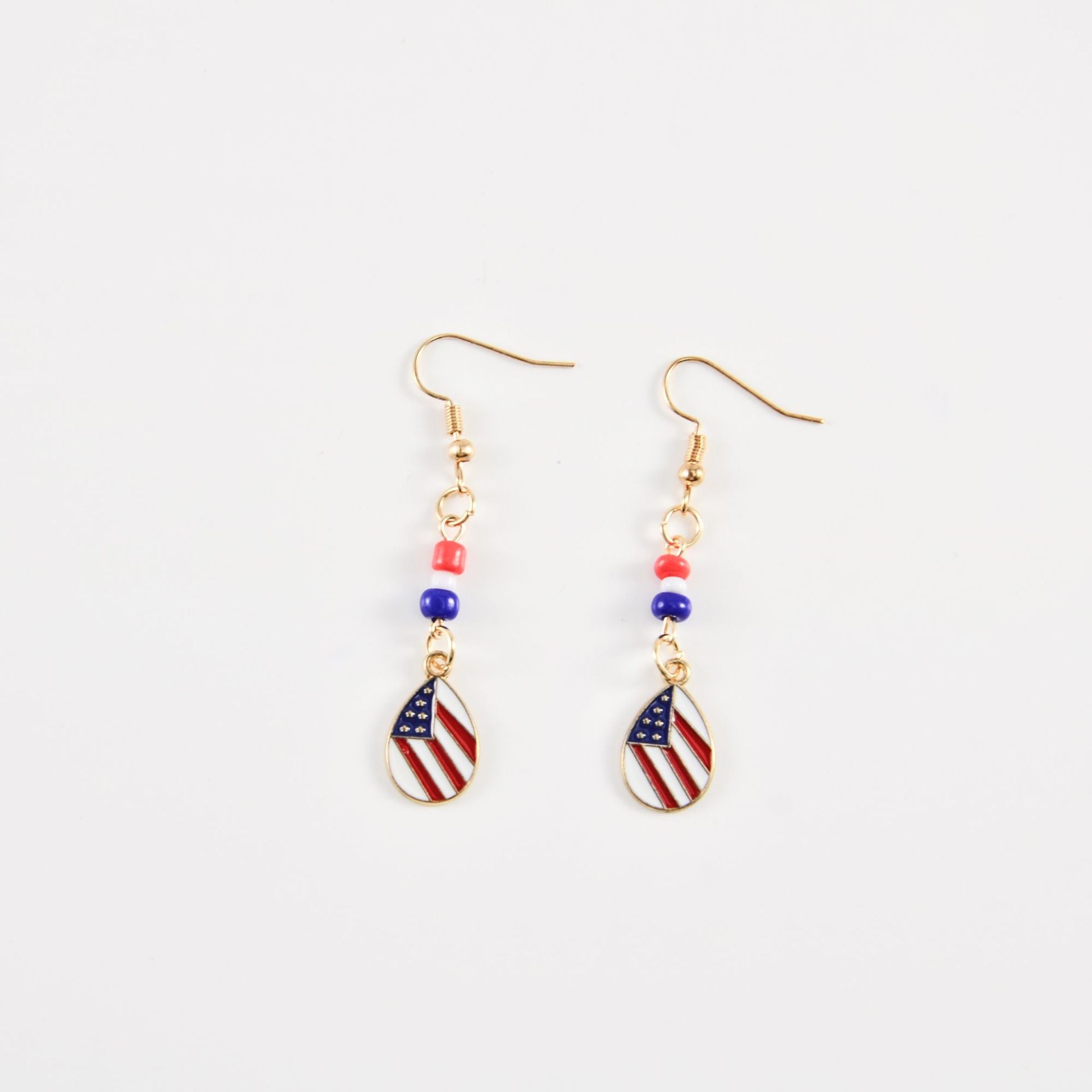 Vintage USA Flag Boot Pendant Beaded Dangle Earring 8ZA6JER190L