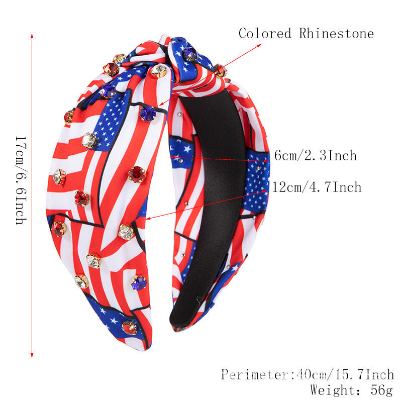 Stylish Color Block American Flag Knotted Hair Band 8AS6HBD61T