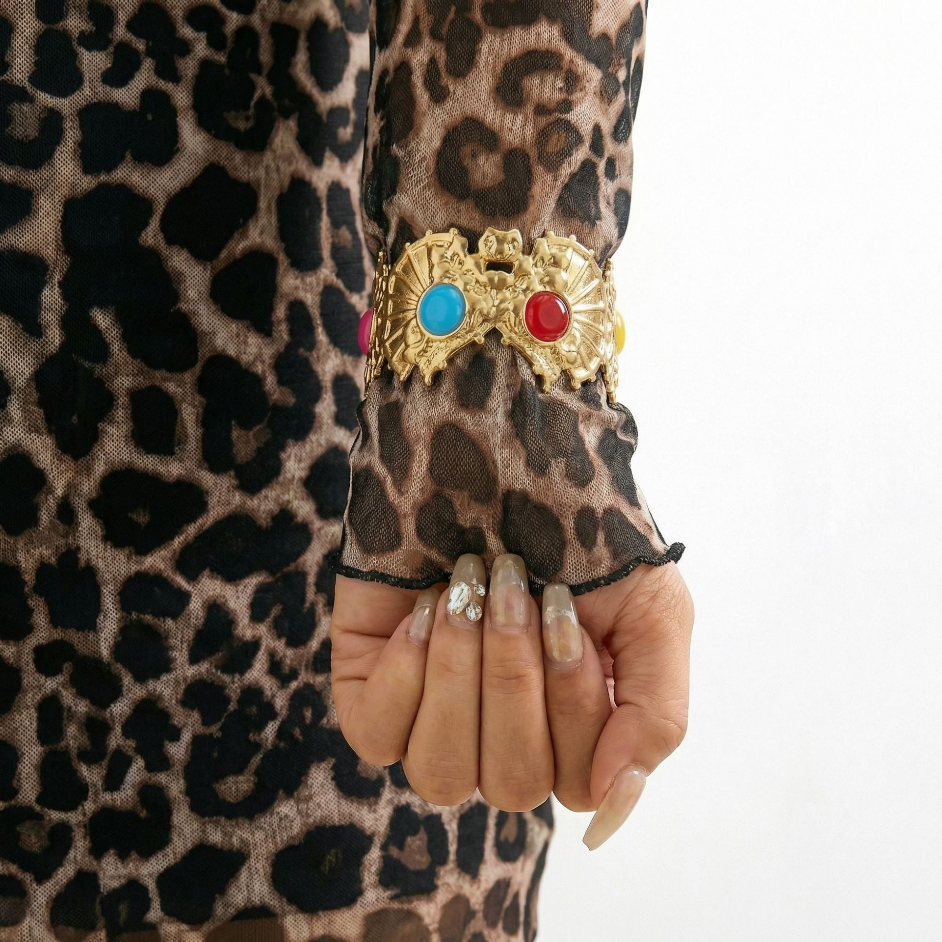 Chunky Gold Plated Embossed Open Cuff Bracelet 6W6JBR591