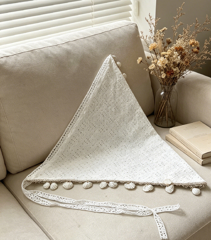 Vintage Hollow Shell Tassel Triangle Headscarf Hip Scarf 6W1SL13