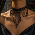 Halloween Lace Hollow Out Tassel Choker Necklace 6W6JNC610