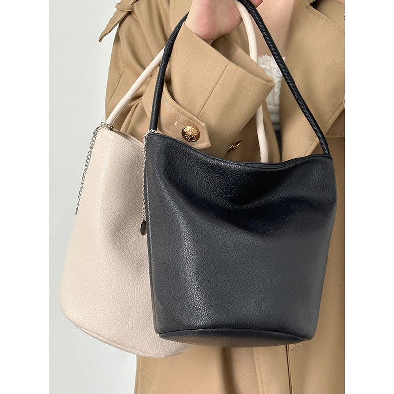 Trendy Solid Color Commuter Bucket Shoulder Bag 6W10BBG2017