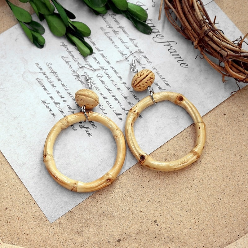 Vintage Rattan Dangle Earrings - DippedShop Wholesale - #5315