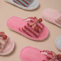Plush Striped Slippers - DippedShop Wholesale - #0755