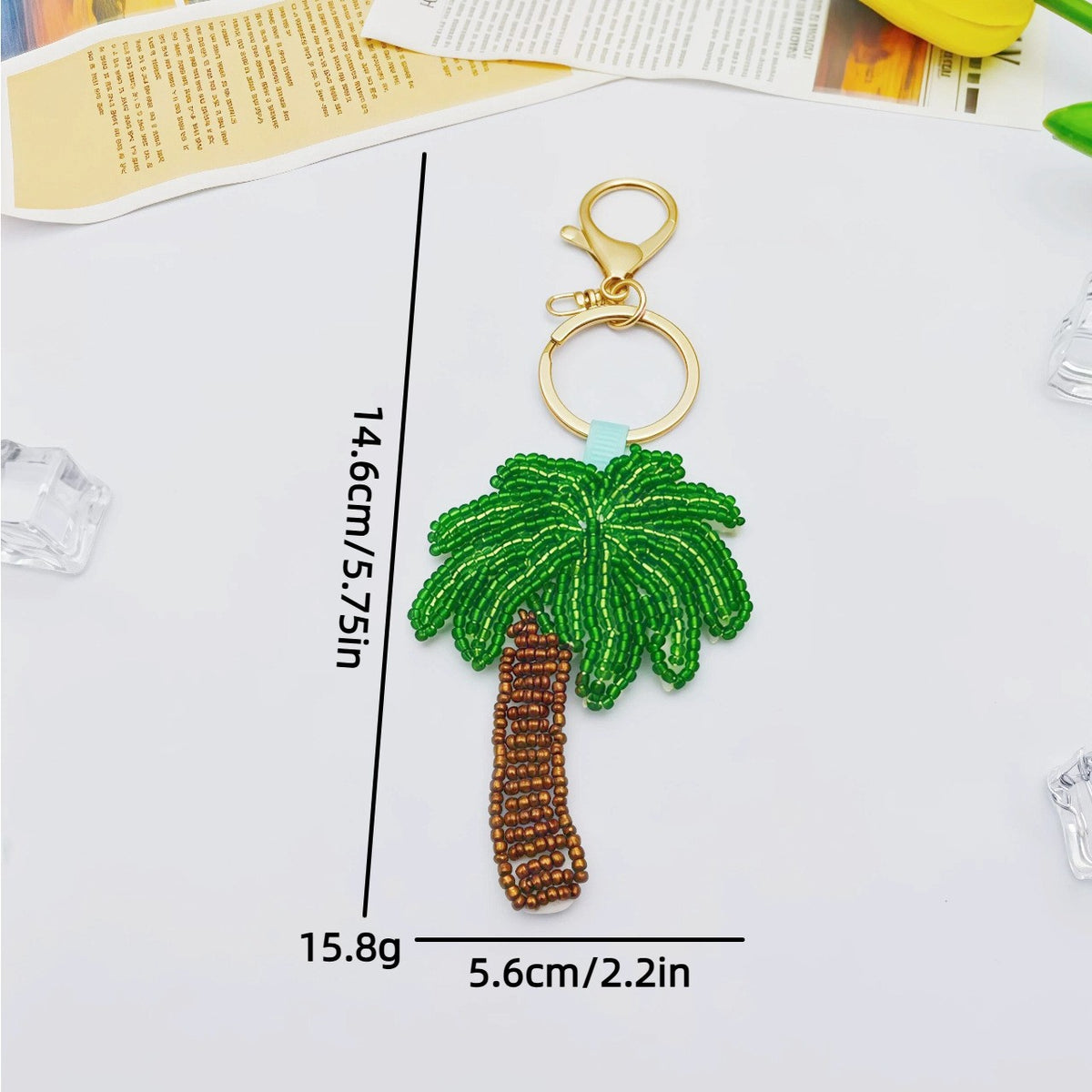 Stylish Handmade Beads Coconut Tree Pendant Keychain 6W10BBC808