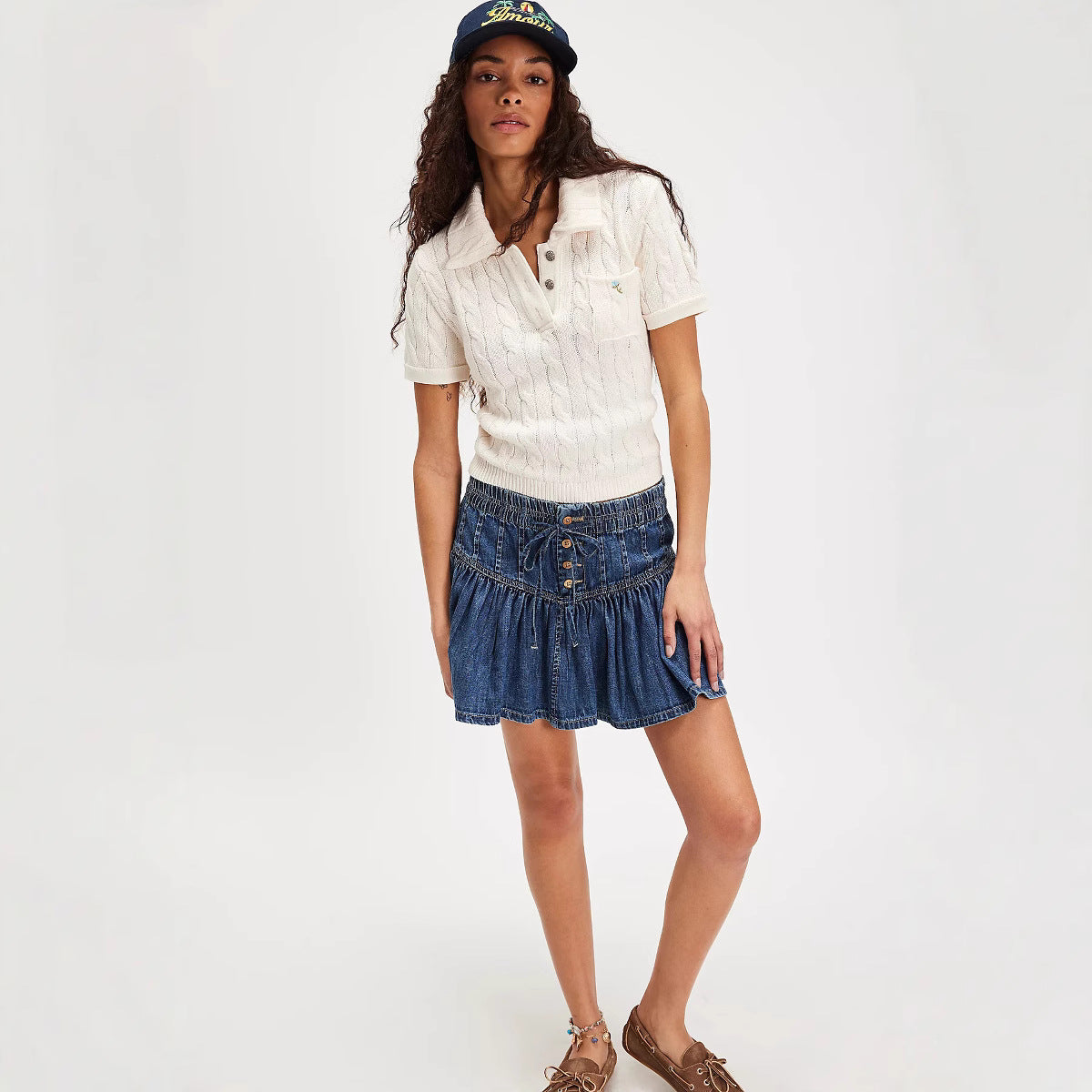 High-Waist Pleated Denim Mini Skirt - DippedShop Wholesale - #8003