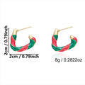 Chunky Half Circle Striped Xmas Stud Earrings 6W6JER687
