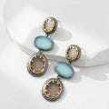 French Style Geometric Stone Pendant Drop Earrings 6W6JER608