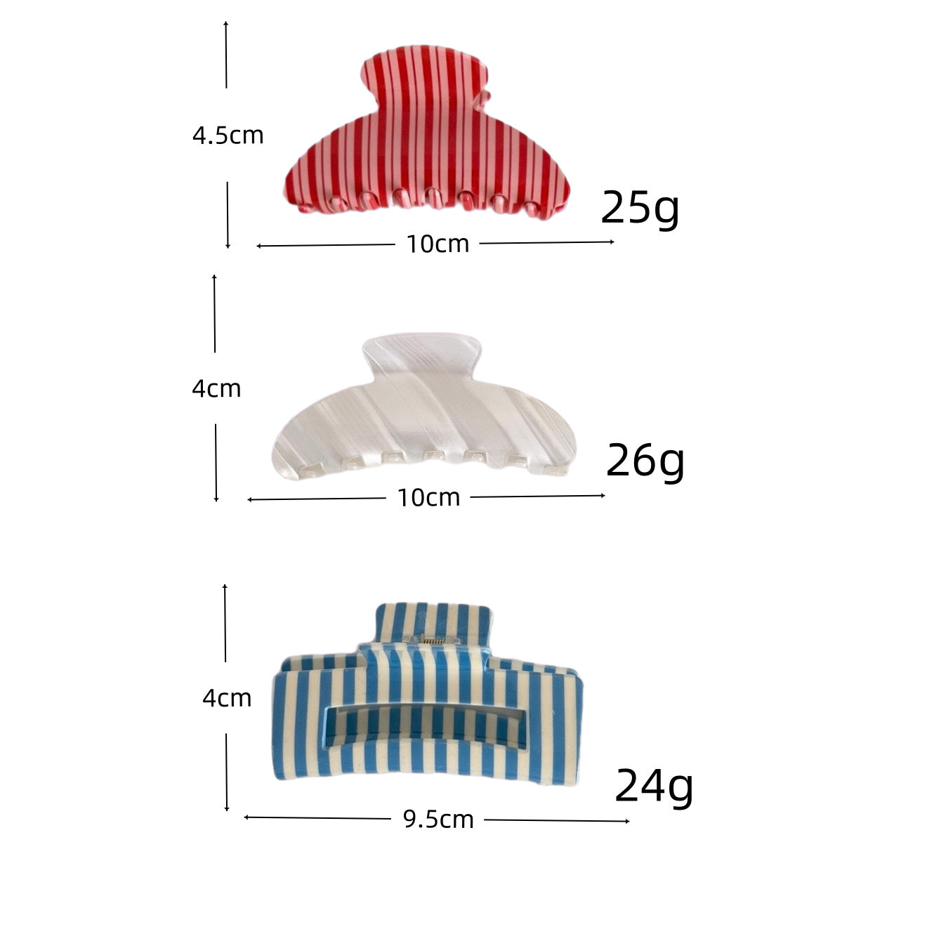 Fresh Color Block Striped Acetate Hair Claw 6HCP1278