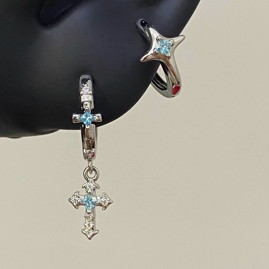 Cross Rhinestone Hoop Earrings - DippedShop Wholesale - #0051