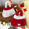 Cute Red Plush Fuzzy Christmas Tote Handbag 6W10BOB1346