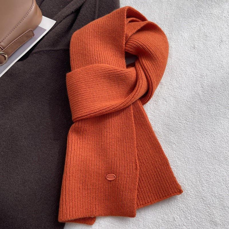 Solid Color Wool Blend Warm Knit Scarf 6W6NSC69
