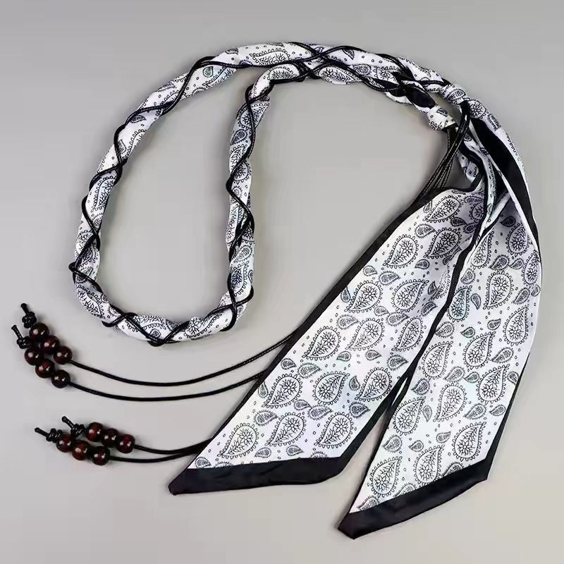 Retro Paisley Print Rope Braided Scarf Belt 6W6JBT131