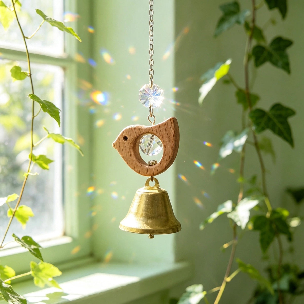 Wooden Bird Crystal Suncatcher - DippedShop Wholesale - #2355