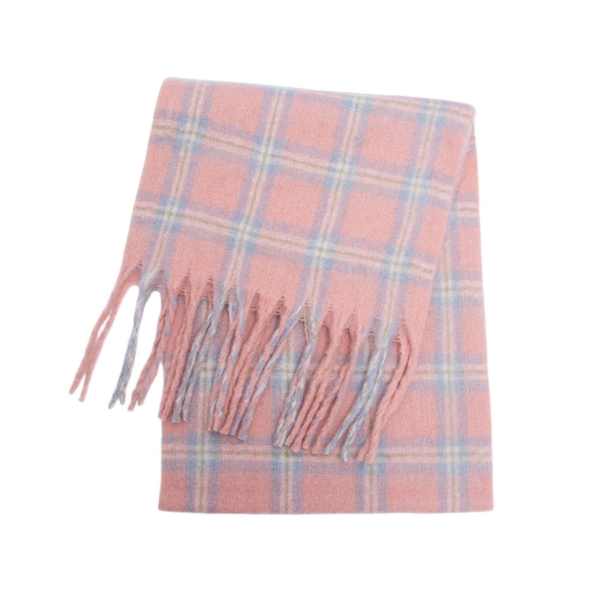Plaid Fringed Wide Scarf - DippedShop Wholesale - #5587