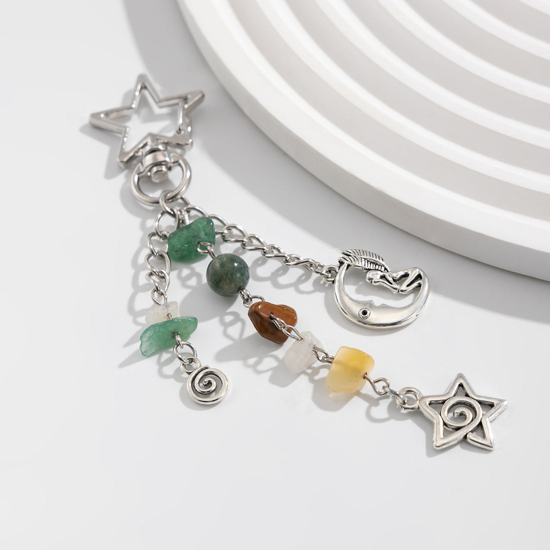 Colorful Stone Tassel Keychain Bag Charms DP25B551