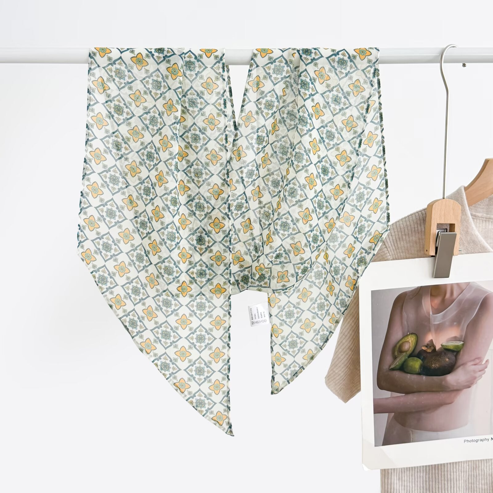 Simple Color Block Polka Dots Silk Scarf 6W6NSI216