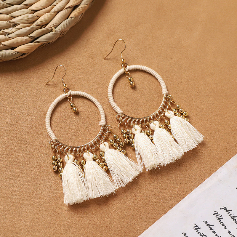 Retro Feather Tassel Earrings - DippedShop Wholesale - #0579