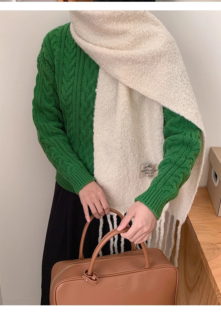 Warm Solid Color Tassel Wool Scarf 6W6NSW259
